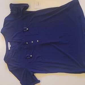 Perseption Concept Womens Blouse Blue Short Sleeve Size Large